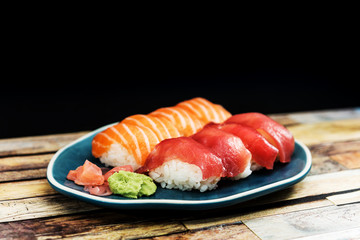 fresh sushi traditional japanese food on the table