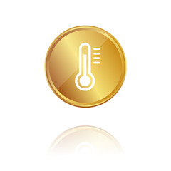 Thermometer - Temperatur - Gold Münze mit Reflektion