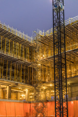 Construction site in the evening.