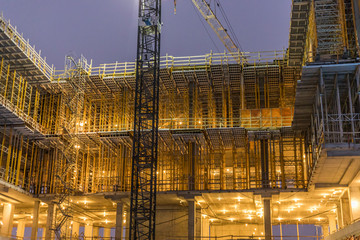 Construction site in the evening.