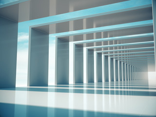 Fototapety  Streszczenie biały korytarz wystrój wnętrz, abstrakcyjna architektura construction.3D rendering