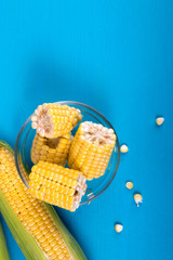 Corn on a blue background