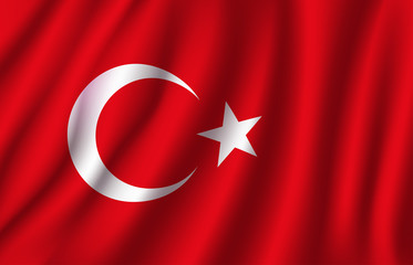 Vector 3D flag of Turkey. Turkish national symbol