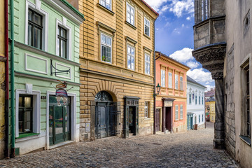 Fototapeta na wymiar Colorful Buildings in empty medieval town Kutna Hora, Czech republic