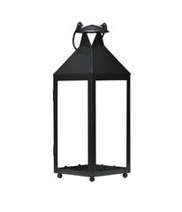 black scandinavian style lantern isolated on white background