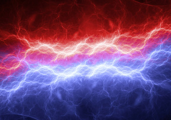 Naklejka premium Red and blue lightning, modern power electrical background