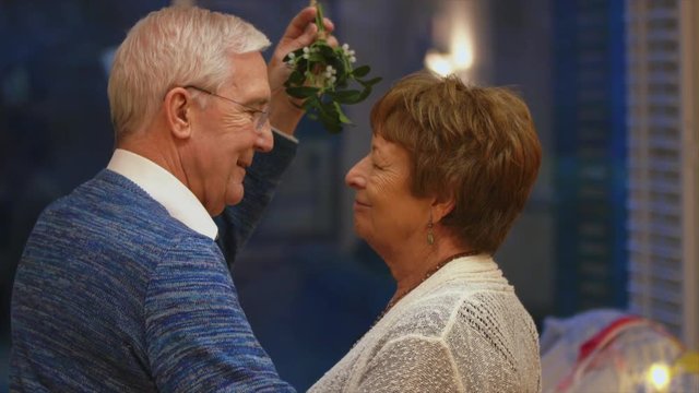 Senior couple kissing