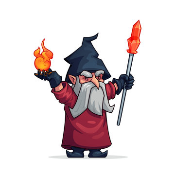 Vector Cartoon Evil Wizard Or Bad Magician Icon