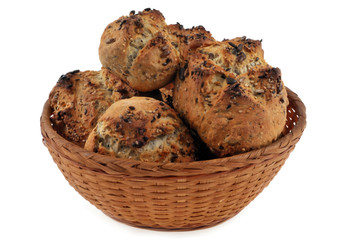 Corbeille de pains-serviettes aux graines
