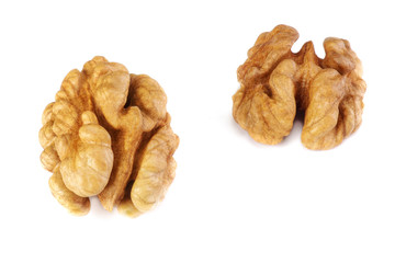 Walnuts peeled isolated on white background