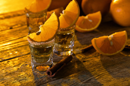 Tequila with orange.