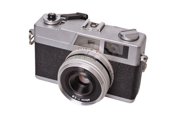 Classic film camera on a white background