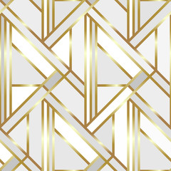 Seamless geometric golden Art Deco pattern. Vector fashion backdrop in vintage style