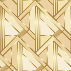 Seamless geometric golden Art Deco pattern. Vector fashion backdrop in vintage style