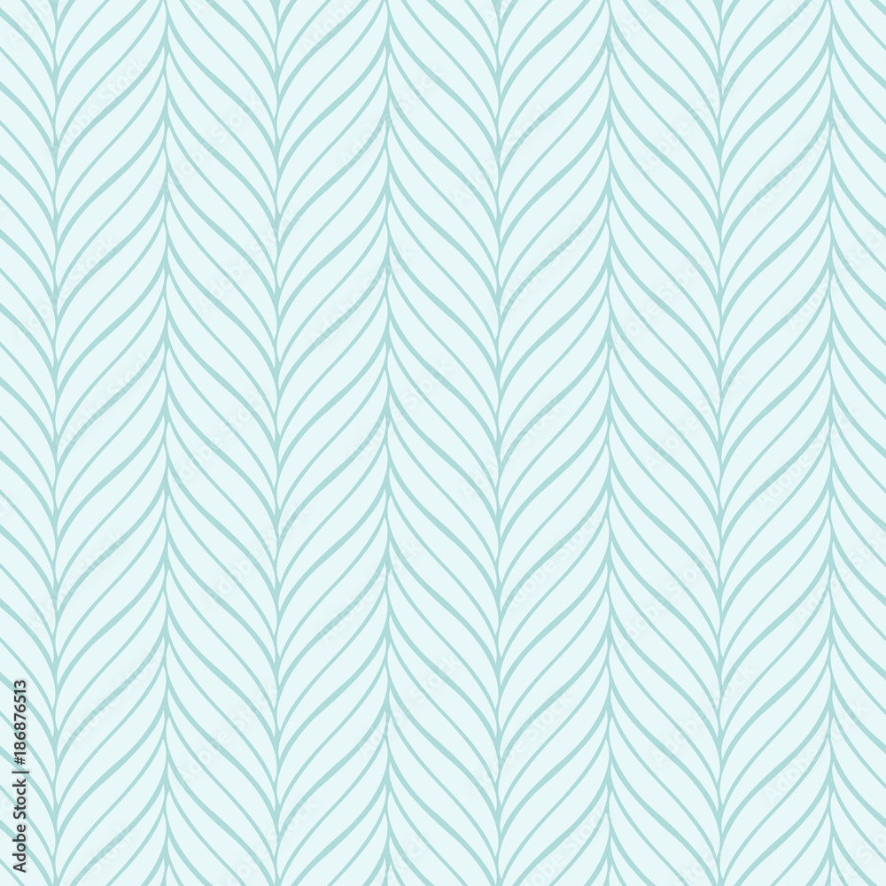 Poster Vector turquoise wavy pattern. Seamless pattern with leafs.
