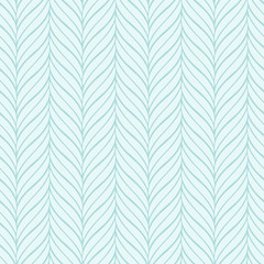 Vector turquoise wavy pattern. Seamless pattern with leafs.