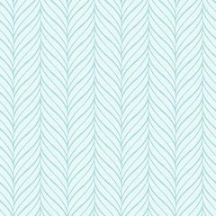 Wallpaper murals Geometric leaves Vector turquoise wavy pattern. Seamless pattern with leafs.