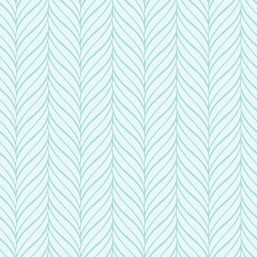 Vector turquoise wavy pattern. Seamless pattern with leafs.