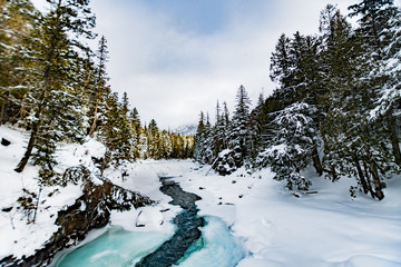McDonald Falls, Glacier National Park In Winter