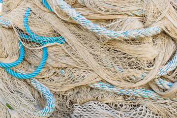 Fishing net and ropes
