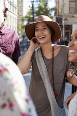 Group Of Friends Meeting On Urban Street In New York City