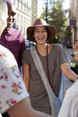 Group Of Friends Meeting On Urban Street In New York City
