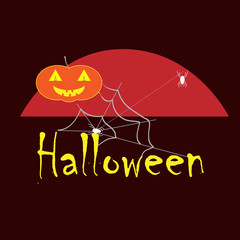 Sign happy halloween on brown background