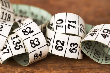 Numbers concept - retro tape measure close-up background