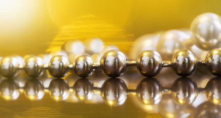 Golden and white pearl necklace for woman - Valentine's day gift concept