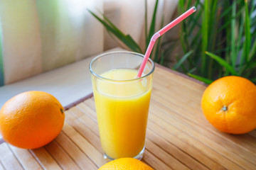 Orange juice and glass