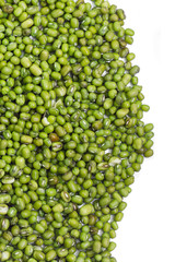 Raw green bean on white background.