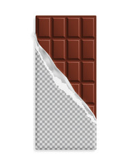 Milk chocolate bar in a blank wrapper