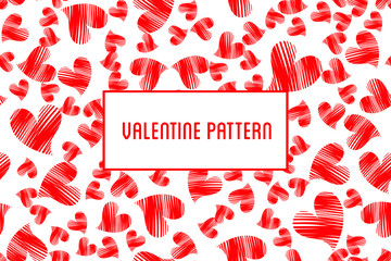 Vector heart seamless pattern. St Valentine design of hearts hand drawn art icons.