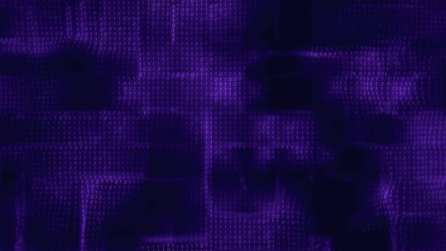 Binary code flow with fractal distortion waves. Binary cyberspace flow of big data information. Loopable animation of business data motion in network. 4k UHD loop