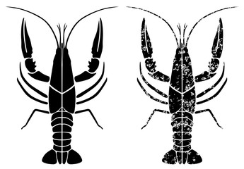 crayfish black grunge vector eps 10