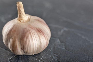 garlic on a wooden background healthy lifestyle