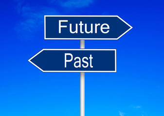 Future and past pole road sign