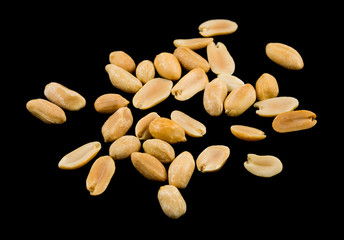 Peanuts isolated on black background