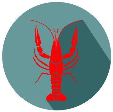 crayfish red flat design icon vector eps 10