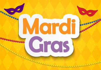 Mardi Gras Brochure Template.Celebration Greeting Card Backround. Vecor Illustration
