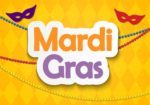 Mardi Gras Brochure Template.Celebration Greeting Card Backround. Vecor Illustration