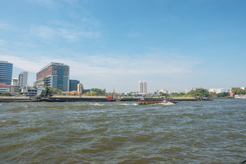Tourists boats on Chao Phraya river