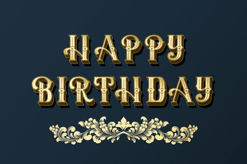 Hand drawn lettering - Happy birthday. Elegant modern handwritten calligraphy. Vector Ink illustration. With flowers amd floral ornaments. For cards, invitations, prints etc.