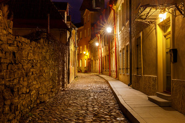 Fototapeta na wymiar Tallinn. Old medieval street.