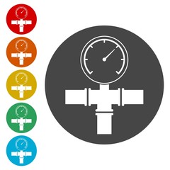 Obraz premium Manometer (pressure gauge) and vacuum gauge icon 
