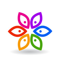 Abstract colorful flowers icon