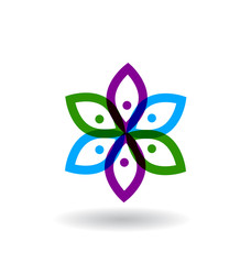 Abstract colorful flowers icon