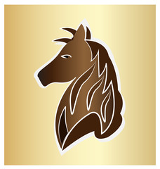 Obraz premium Majestic brown horse on gold background