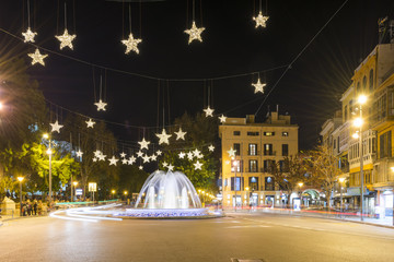 Beautiful Christmas fountain on the streets of Palma, Mallorca