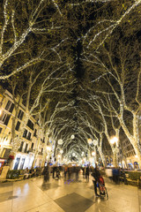 Nice pedestrian street of Palma de Mallorca during the Christmas season © Sebas